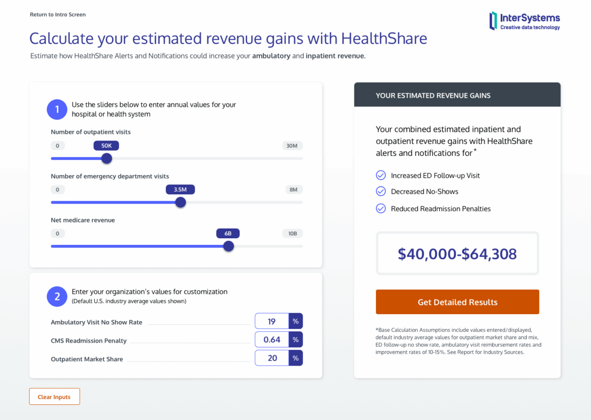 InterSystems ROI Calculator preview