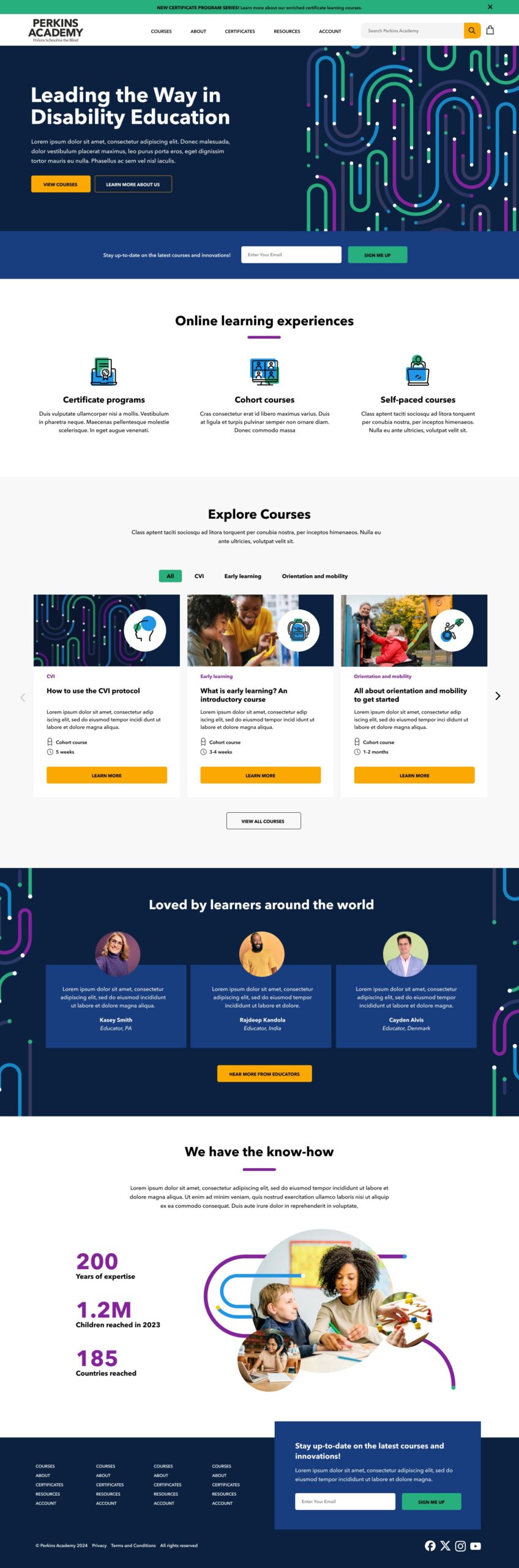Perkins Academy Shopify Homepage Design Example