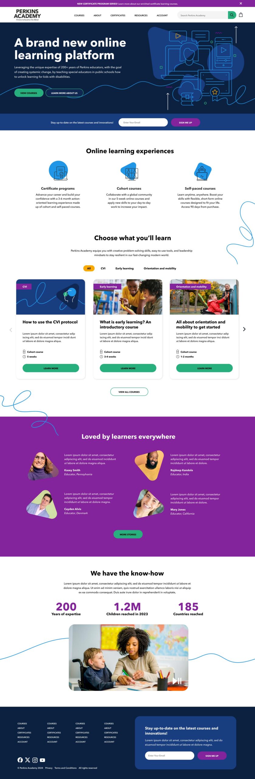 Perkins Academy Shopify Homepage Design Example