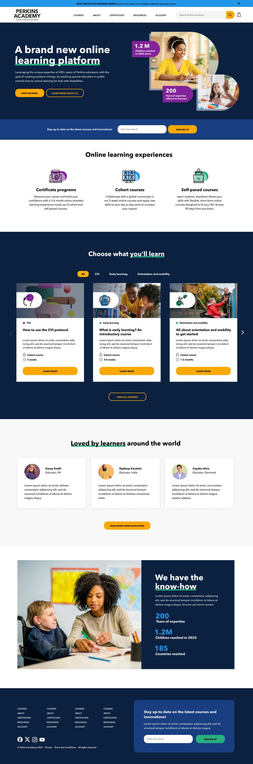Perkins Academy Shopify Homepage Design Example