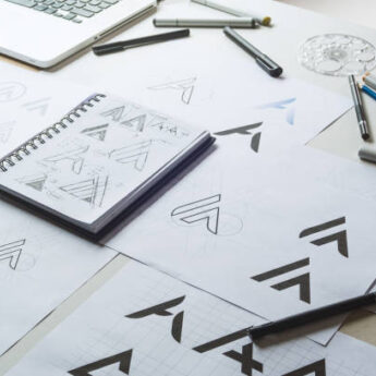 A shot of designer elements drawn on paper