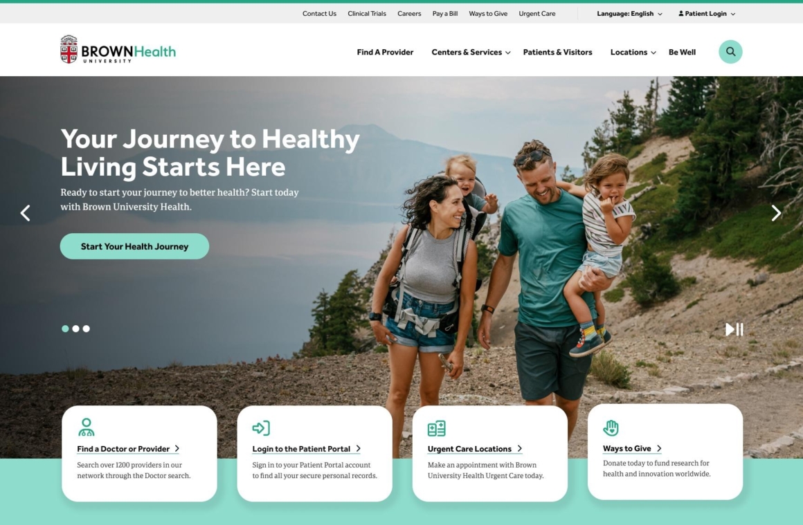 Brown University Health website preview