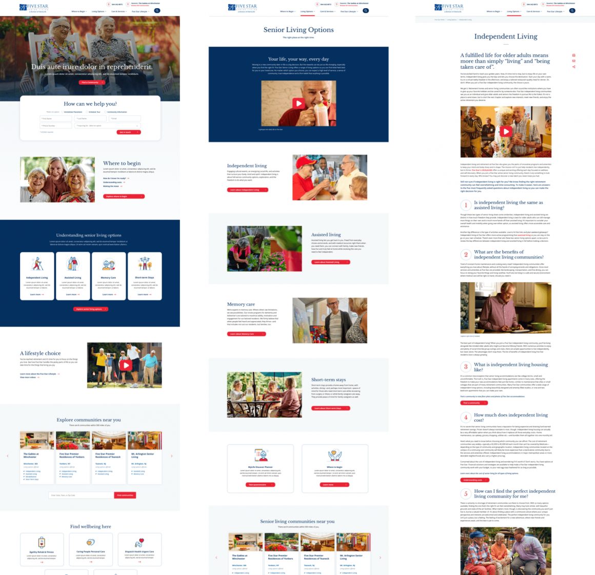Five Star Senior Living Website Redesign