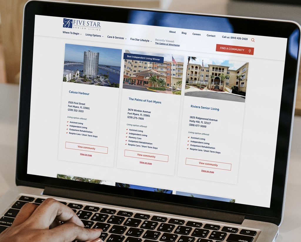Five Star Senior Living Website Redesign