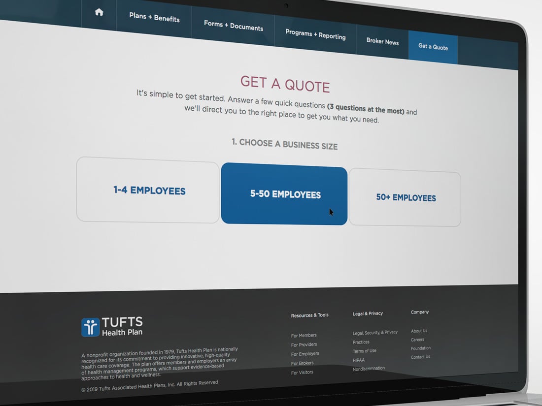 Tufts Health Plan Website Design and Development