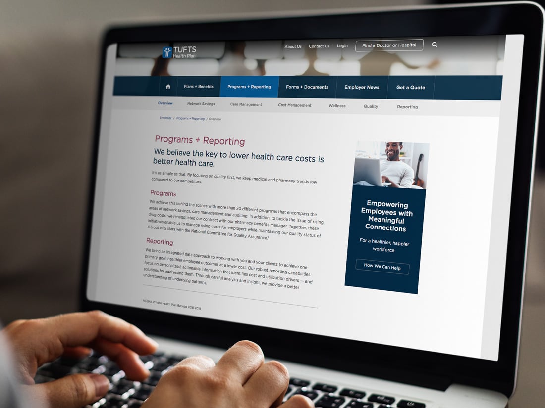 Tufts Health Plan Website Design and Development