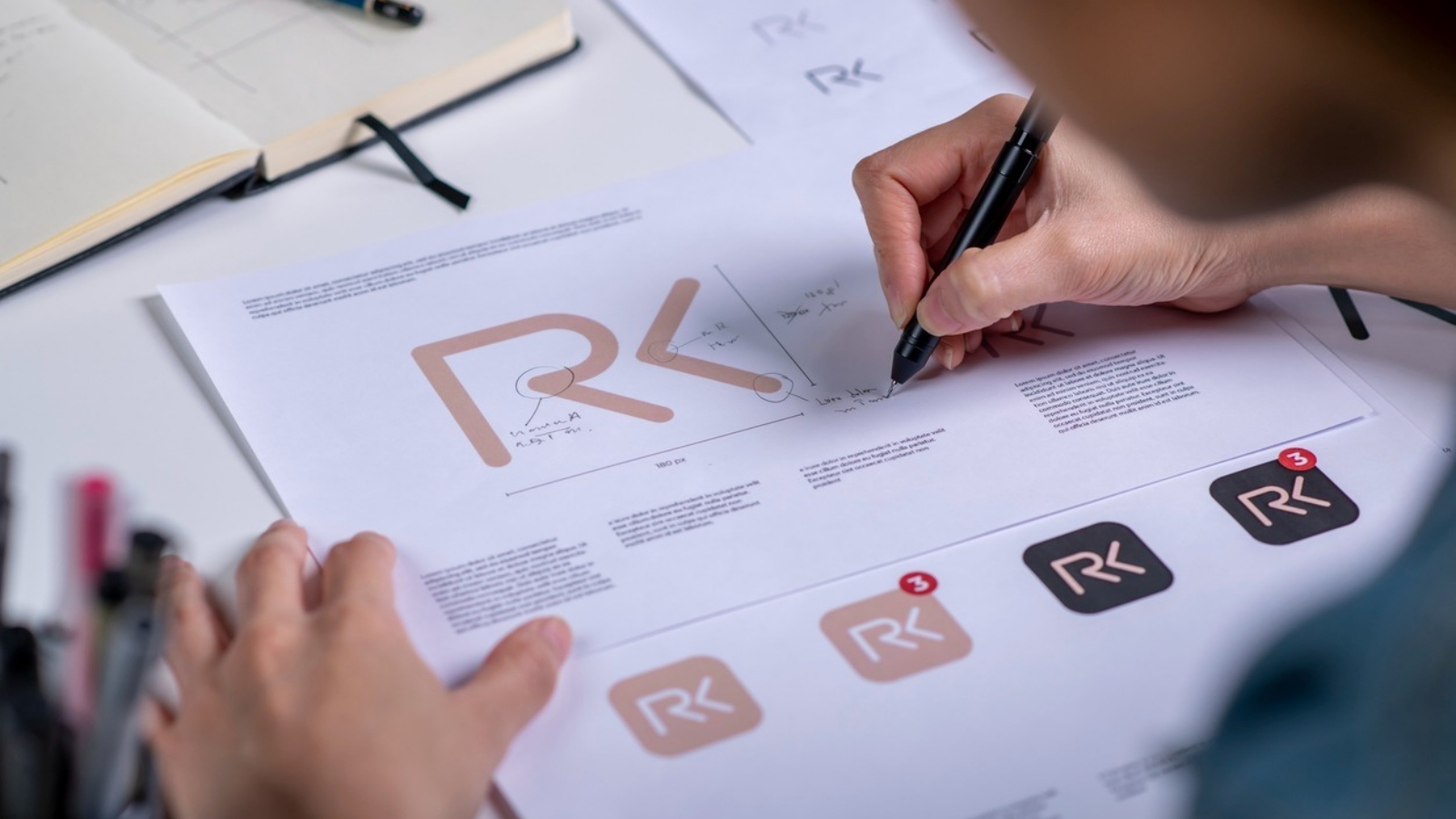 Designer working on branding design.