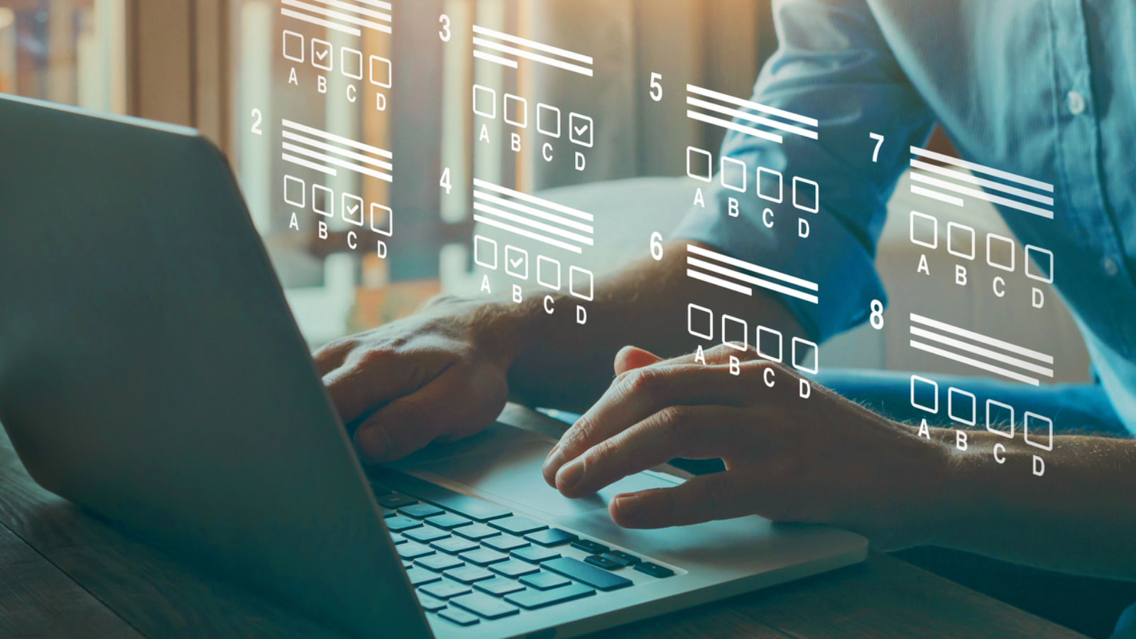 online test or exam, pass exam on internet, choose correct answer in test