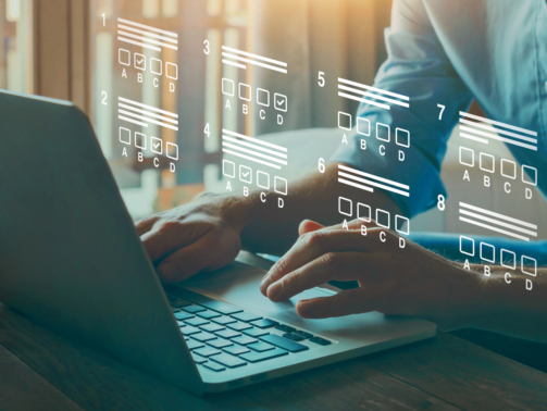 online test or exam, pass exam on internet, choose correct answer in test