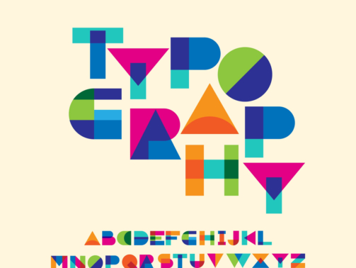 Colorful overlay Typography geometric alphabet letters