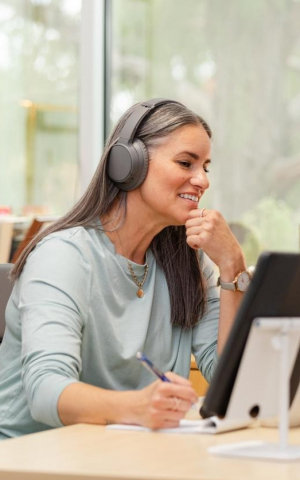 Professional working at her desk.