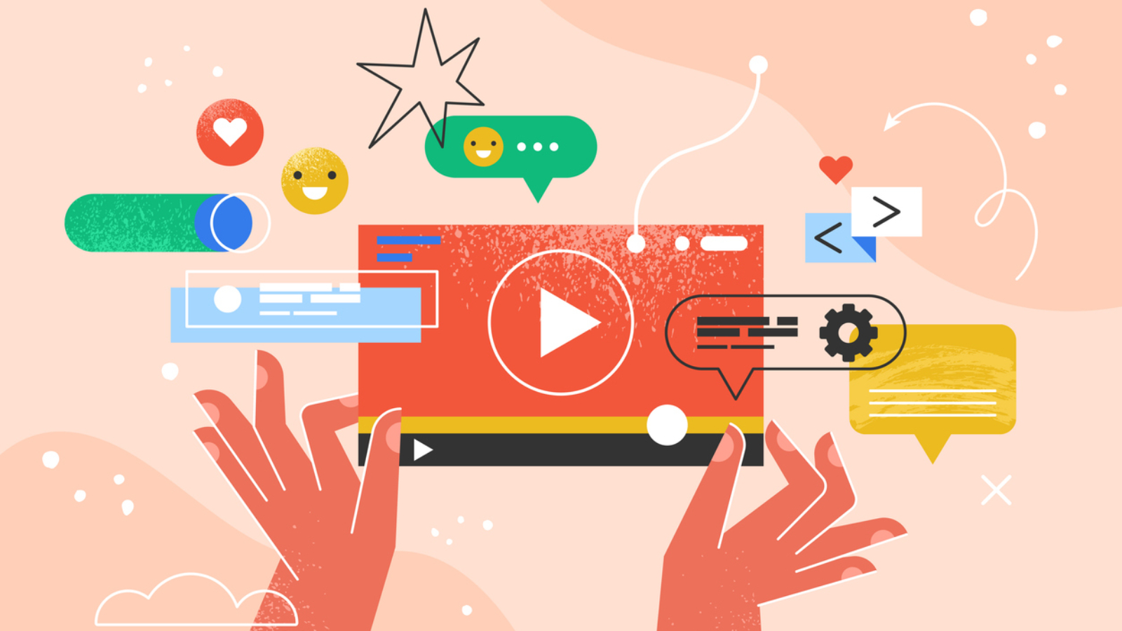 Modern creative concept for video streaming and multimedia online player . Business vector illustration for social media, banner or presentation template