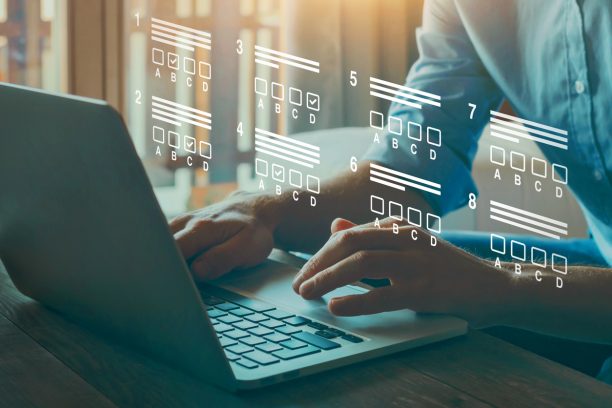 online test or exam, pass exam on internet, choose correct answer in test