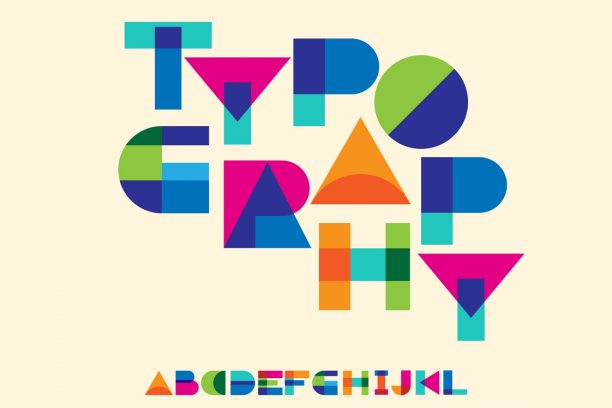 Colorful overlay Typography geometric alphabet letters
